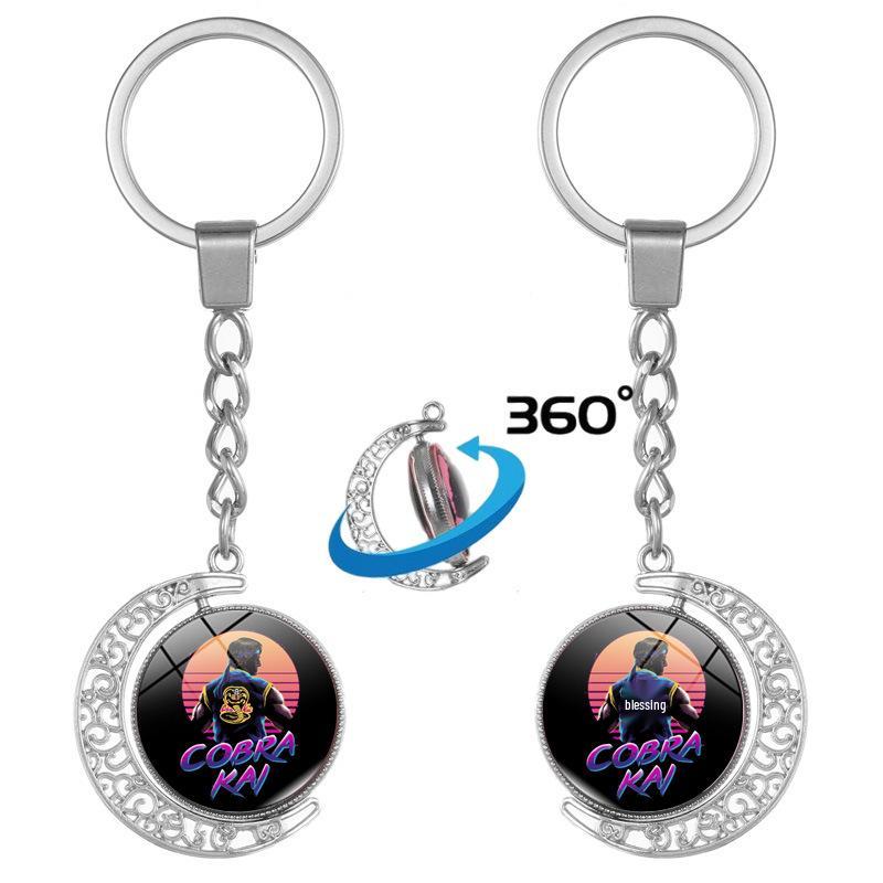 Karate Kid Double-sided Rotating Pendant Keychain Gift
