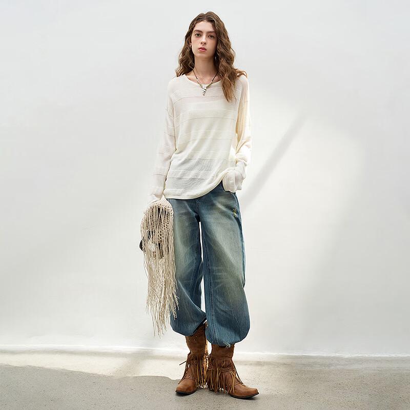 Chuyu Women's Lyocell Round Neck Loose Knit Top