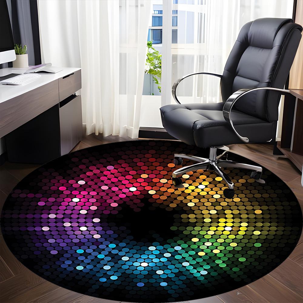1pc Color Wheel Chair Carpet for Office - Durable, Ideal for Chair Mats, Stylish & Functional Decorative Rug yy260130077
