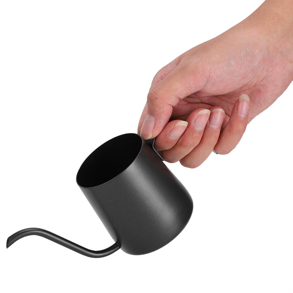 304 Roestvrij Staal Anti-aanbak Lang Tuit Koffiepot Ketel Theepot voor Thuis Koffiebar Cafés(Zwart 250ml )