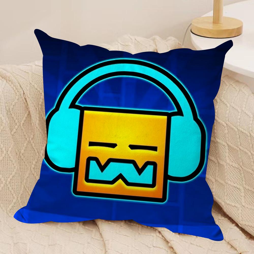 G-Geometry Dash V-Video Cushion Cover Soft Plush Fabric Double-Sided Printed Sofa Cushion Cover For All Seasons Home Decor Gift