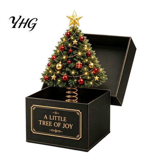 Holiday Party Supplies Christmas Magic Gift Box, Spring-Loaded Pop-Up 3D Santa Claus Figurines Snowman Angel Elk Trick Box for Xmas Parties,