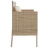 Garden Bench with Cushions Beige Poly Rattan