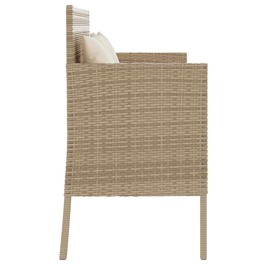 Garden Bench with Cushions Beige Poly Rattan