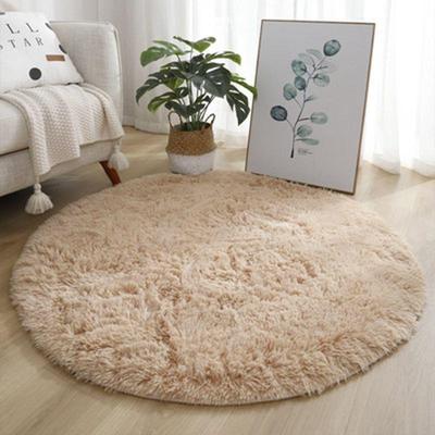 Round Silk Wool Carpet Mat for Bedroom or Living Room