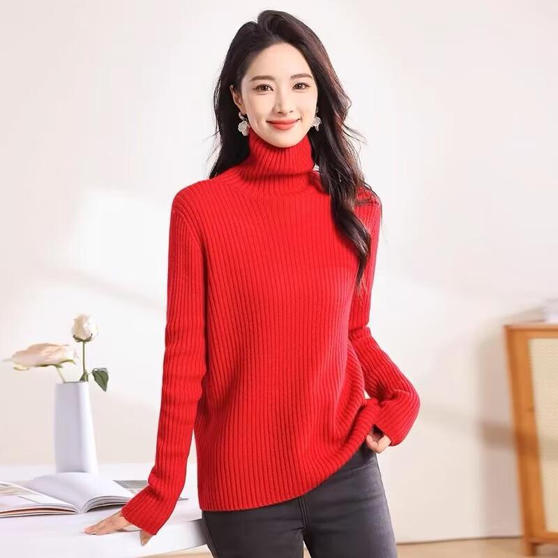 Firstview Women's Classic High-Neck Wool Sweater