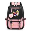 Sailor Moon Cute Anime Printed Student School Bag USB Interface Large Capacity Canvas Bag Computer Bag
