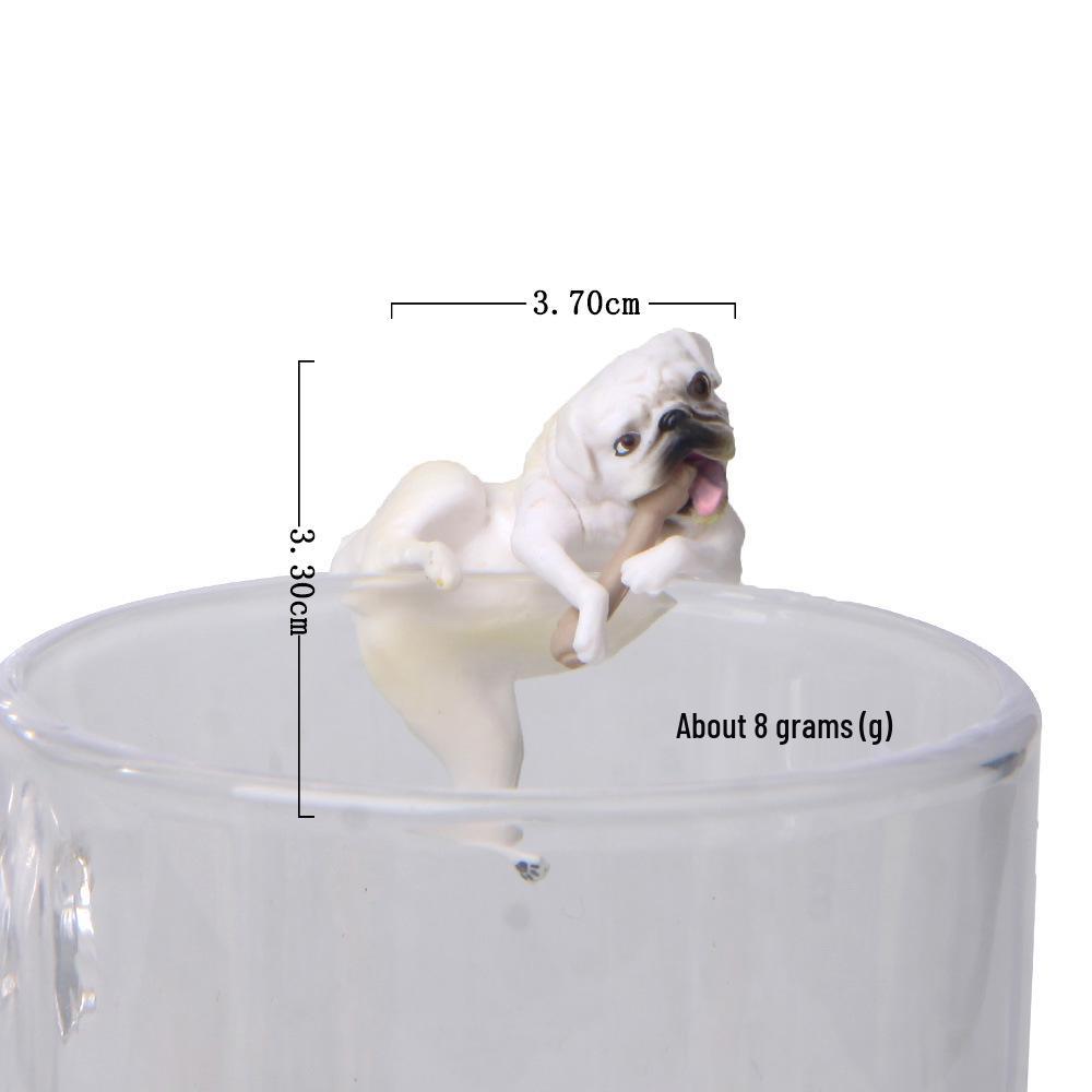 Korean Style Cute Pug Algae Ball Cup Edge Figurine