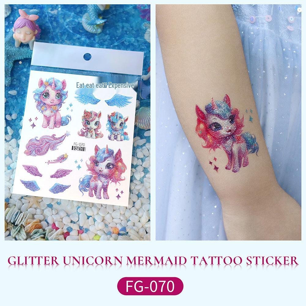 Children's Glitter Mermaid & Unicorn Waterproof Tattoo Stickers