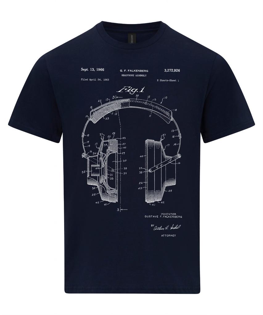 Headphone Assembly Patent Blueprint T-Shirt