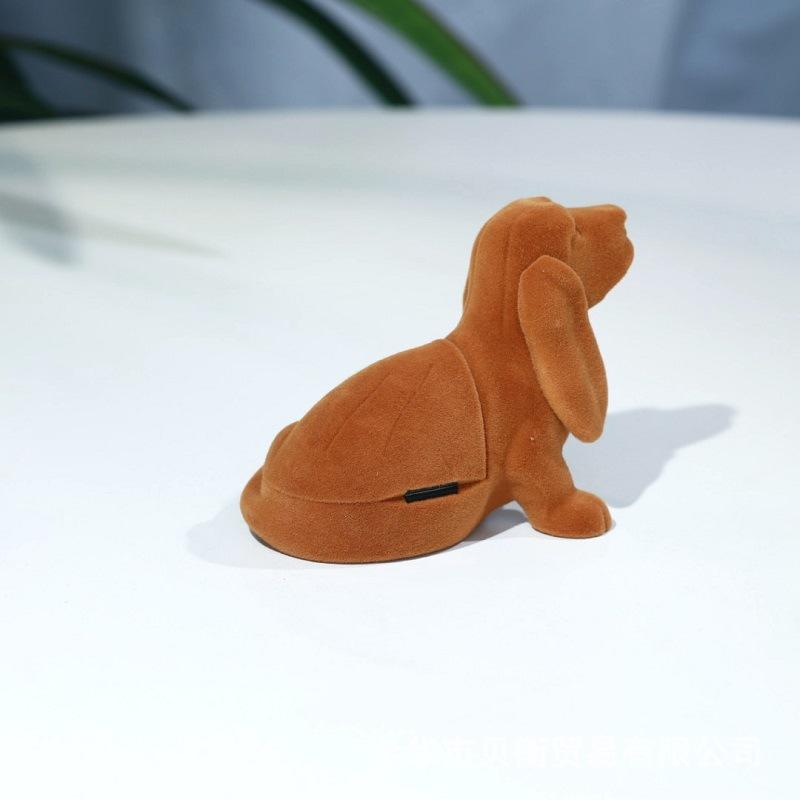 1Pcs Cute Animal Brown Puppy Wedding Ring Box Storage Case Velvet Jewelry Box Organizer Earring Necklace Display Packaging Gift