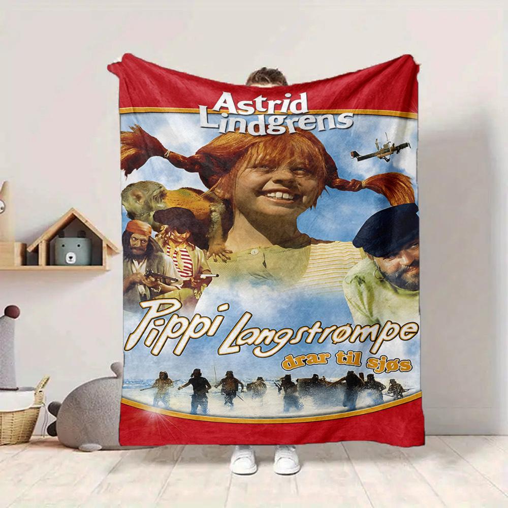1 buc. Pătura Pippi Șoseta Lungă Moale pentru Toate Sezoanele cu Design Vibrant, Perfectă pentru Casă, Călătorii și Cadouri, Ideală pentru Somnuri și Camping