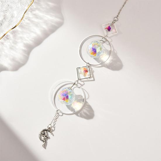 Faux Crystal Suncatcher, Colorful Prisms Window Hanging Sun Catcher, Moon Sun Rainbow Maker Chain Pendant for Garden Home Decor