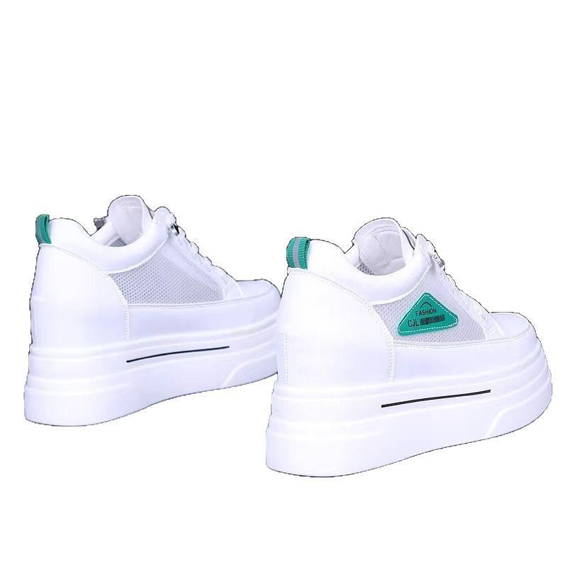 inner height increase white shoes women's spring and summer mesh breathable height increase small casual sports board shoes