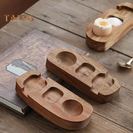 Wood Egg Serving Tray 3-Compartment Wooden Platters with Spoon Dining Egg Tray Holder for Cheese Snacks Desserts Sushi
