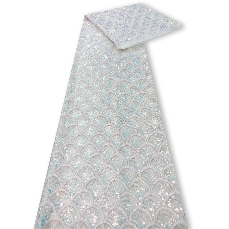 91x130cm Mesh Mermaid Scales Sequin Embroidery Fabric Kids Stage Performance Costume Handmade DIY Lace Designer Fabric