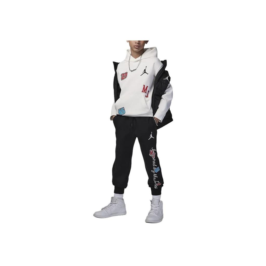 Jordan Hanorac cu glugă pentru copii cu petic școlar, literă, număr, hanorace pentru copii Off-White HF2163-133