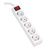 Omega Extension Cord Power Strip 5.0M 16A 5 Socket Type F Schuko German White [43701]