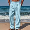 Men's Loose And Casual Sports Breathable Long Pants, Casual Cotton And Linen Pants