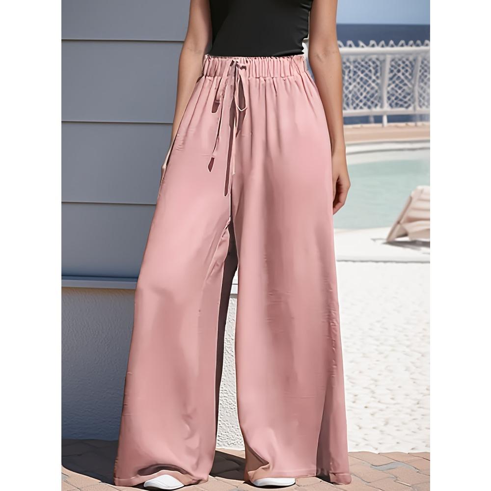 Large-sized Women's Wide-leg Loose Drawstring Casual and Fashionable Trousers