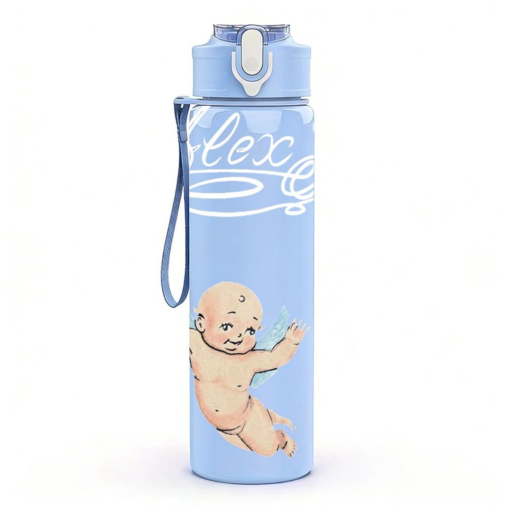 1PC Baby Angel Figure 750ml Sports Water Bottle Leakproof Straw Lid Outdoor Office Home