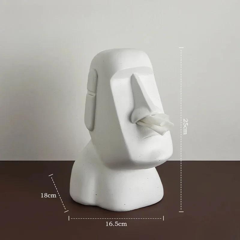 Kitchen Moai Stone Statue Island Portrait Dispenser Tissue Box Napkin Storage Mouth Organizer Accessories Useful Things Decor