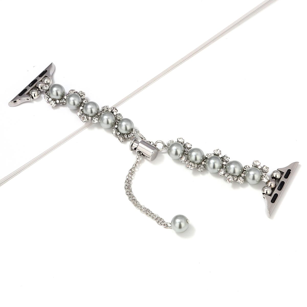 

Ремешок с жемчужным декором для Apple Watch Series 10 Ultra 9 8 7 SE 6 5 4 3 2 1 46 мм 49 мм 45 мм 44 мм 42 мм Металлический ремешок для часов Grey