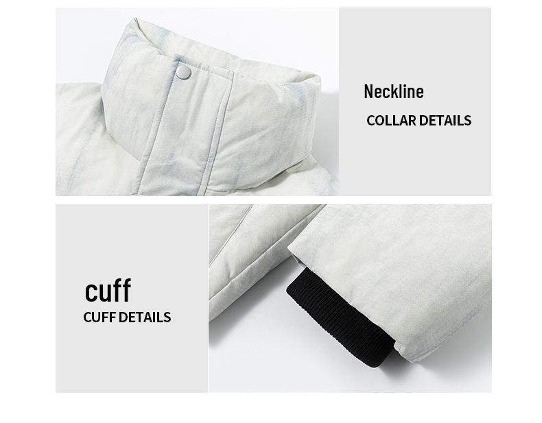 Unisex Tie-dye Stand Collar Puffer Jacket, Thickened and Large Size