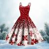 Women's Fashion Christmas Printed Sexy Strapless Gothic Cocktail Dress Punk, Vintage Dress.
