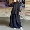 Women's Fashion Casual Retro Large Size Lapel Long Sleeve Shirt Dress Casual Two-piece Set