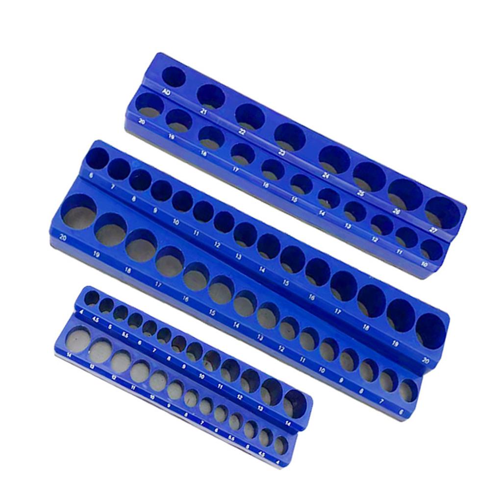 Magnetic Socket Organizer, 3 Piece Socket Holder Kit, for 1/2-inch, 3/8-inch, 1/4-inch Drive Holds 75 Sockets
