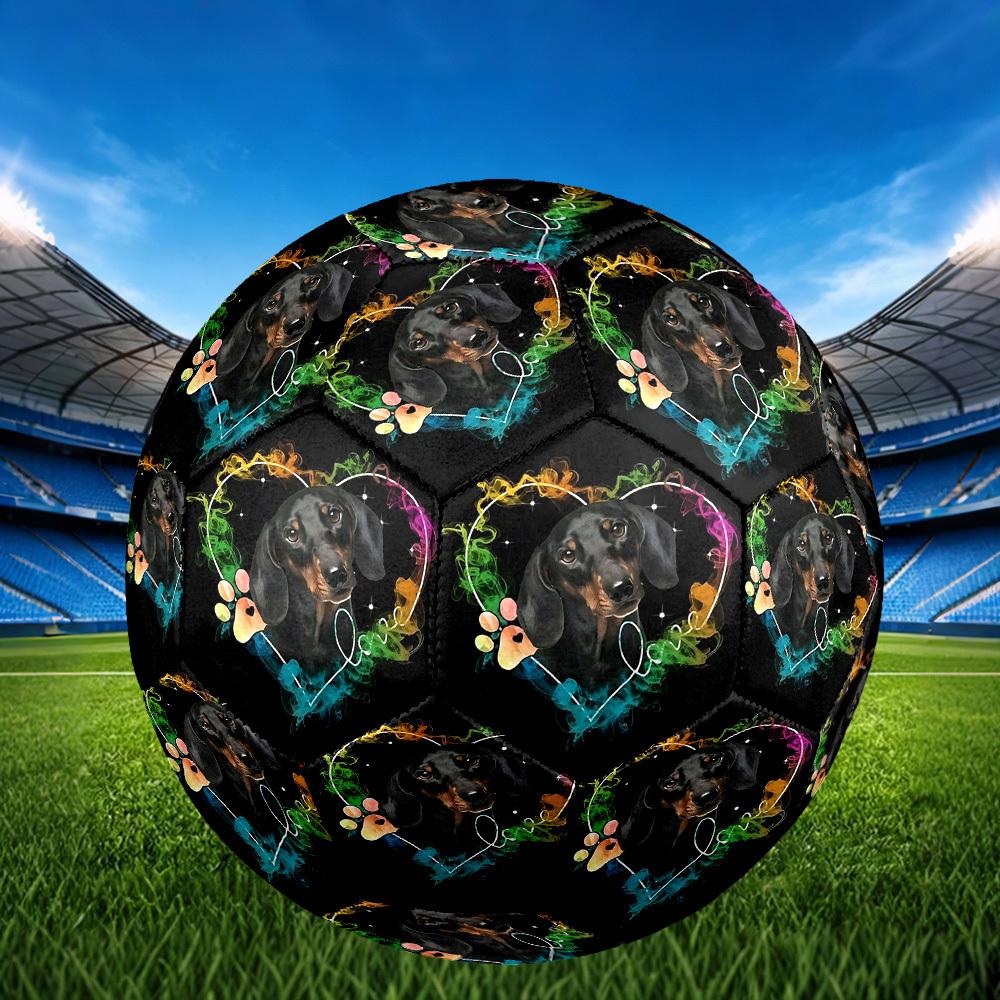 1pc Dachshund Heart Frame Theme Soccer Ball Football, Size 5, Lightweight PVC, Outdoor Training Soccer Ball,Gift C6516