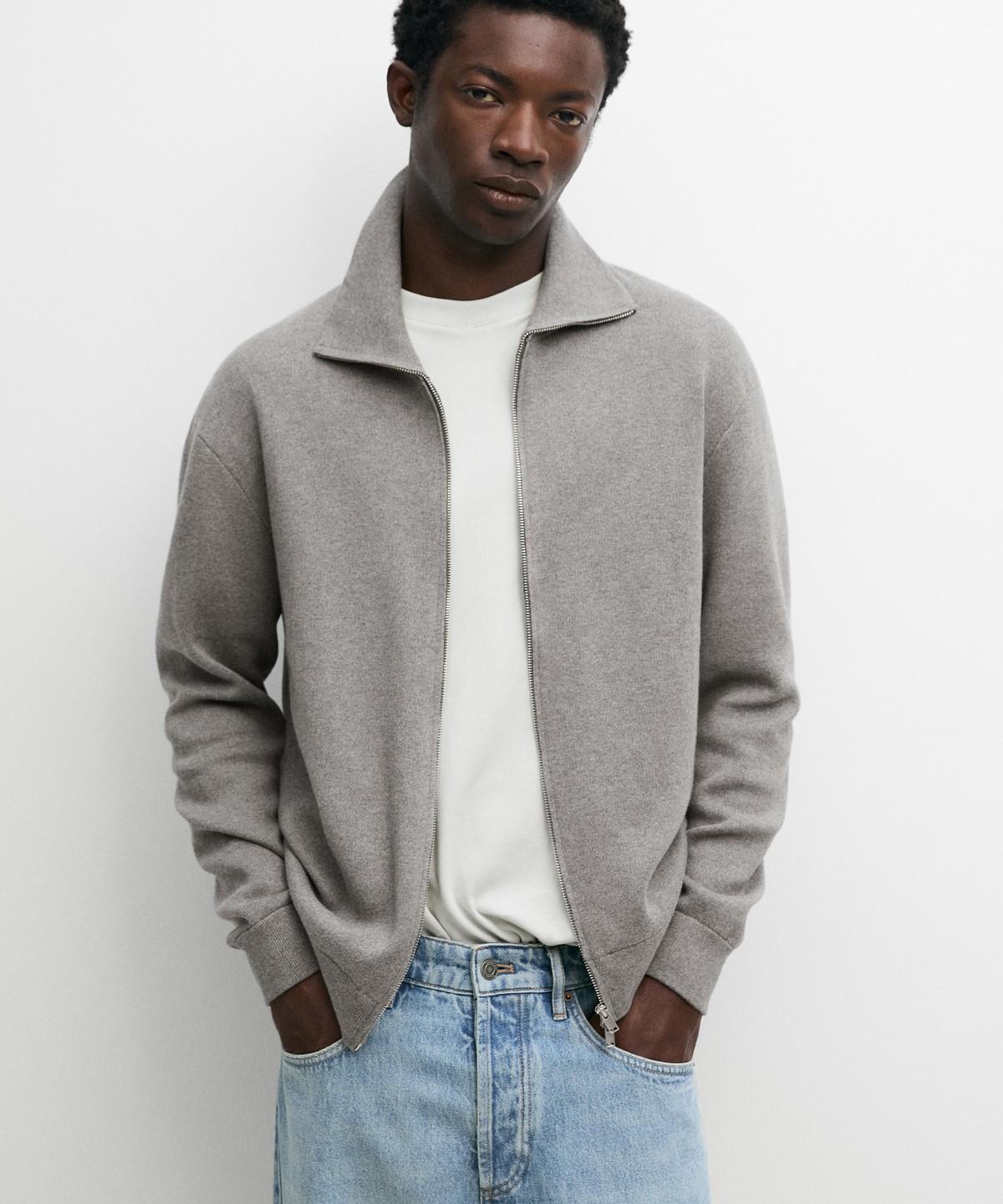 Massimo Dutti 100% Cotton Zip-Up Knit