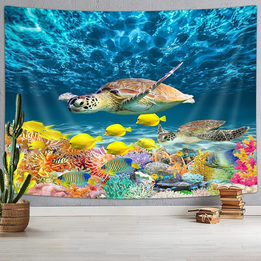 Sea turtle tapestry ocean very large 75x100 чёрный