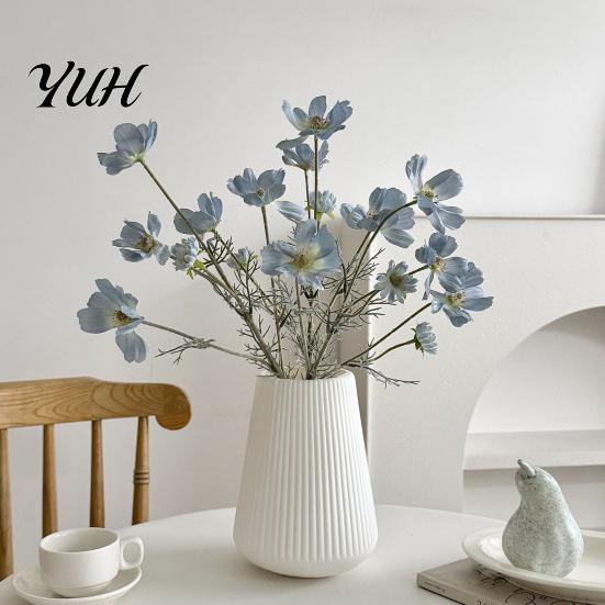 Realistic Faux Flowers Artificial Cosmos Flowers, Long Stem Fake Table Vase Filler for Dining Centerpieces, Wedding Arrangement, Photography Props