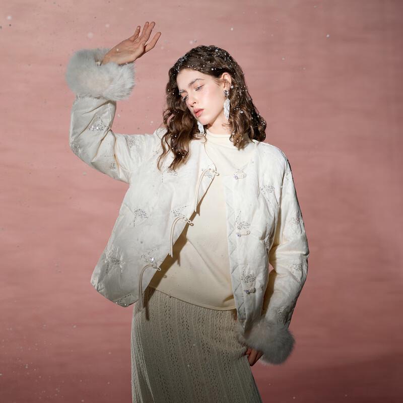 

Женский пуховик Sancai с цветочным принтом и пайетками XL 170/92A