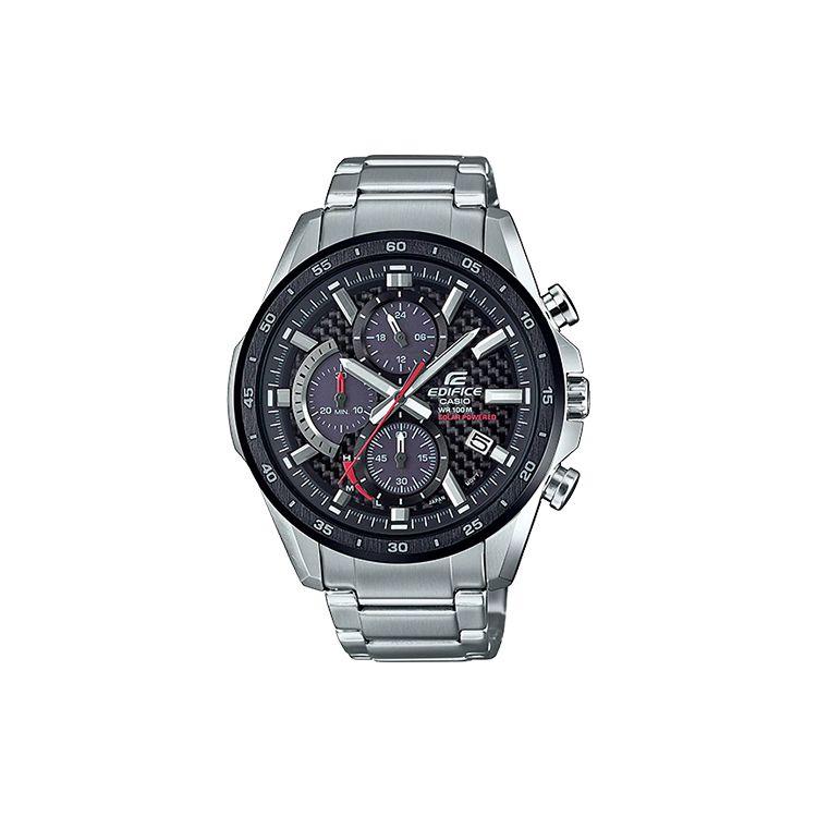 Casio Edifice Series Racing Classic Three-Hand Quartz Watch Men watches Black EQS-900DB-1A Silver Strap