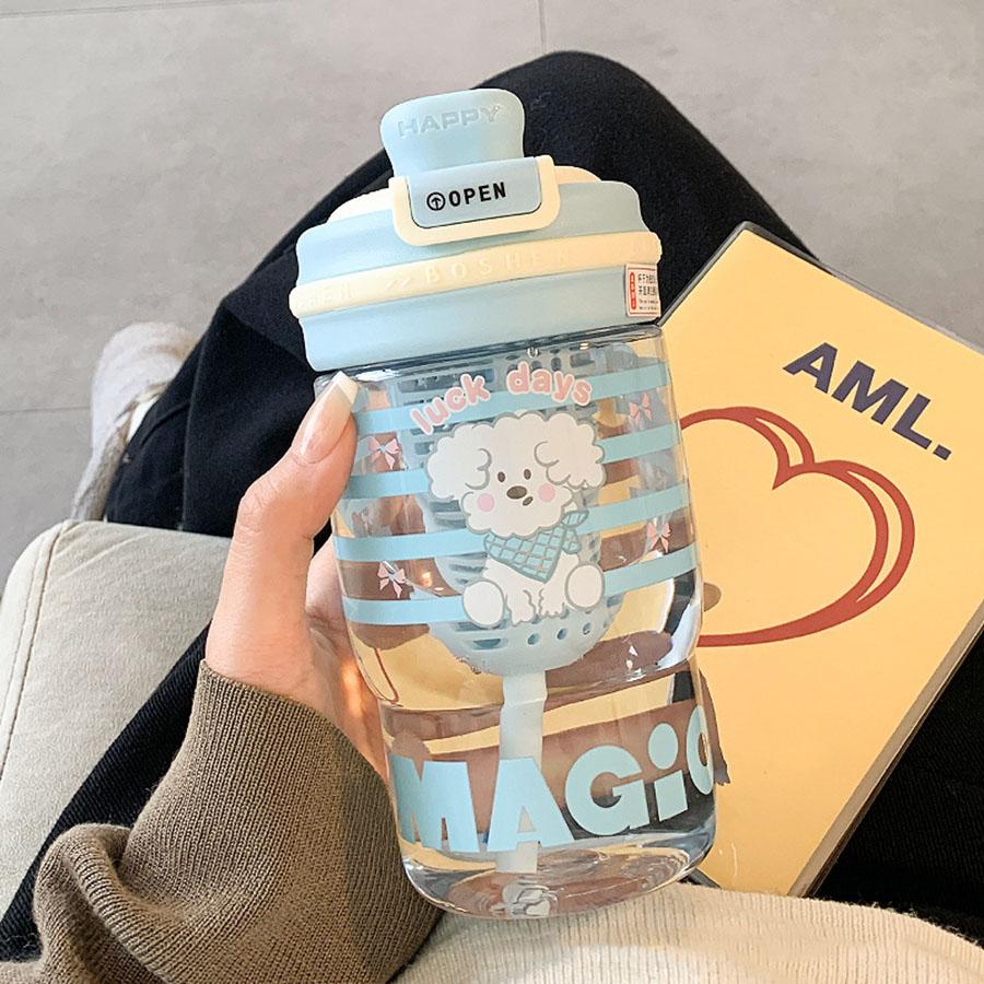 

600 мл Чашка для воды для девочек Высокий вид Милая Чашка для кофе Двойная соломинка Чайник Пластиковая Летняя Повседневная чашка для студентов 600ml синий