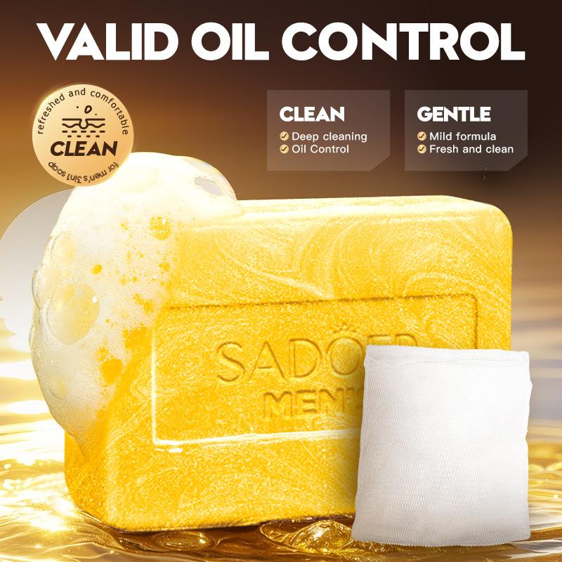 

Luxury Men S 3-In-1 Golden Cleansing Soap: Refreshing, Oil-Controlling Facial, Body, And Hand Cleansing 100g