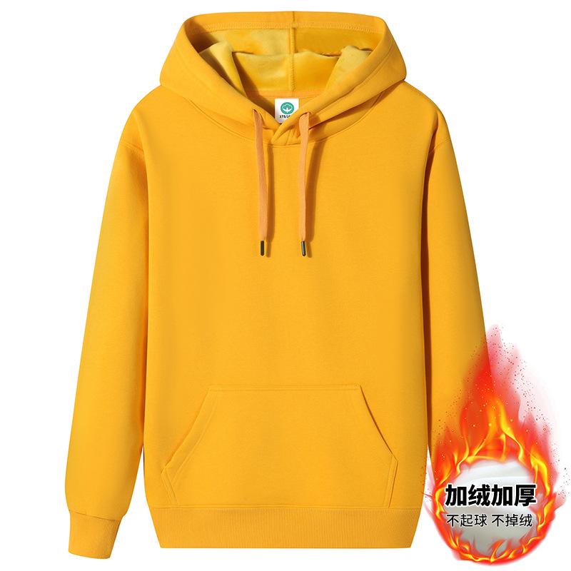 Pure Cotton Hooded Sweatshirt Men's Autumn Winter New Velvet Thickened Warm Top Casual
