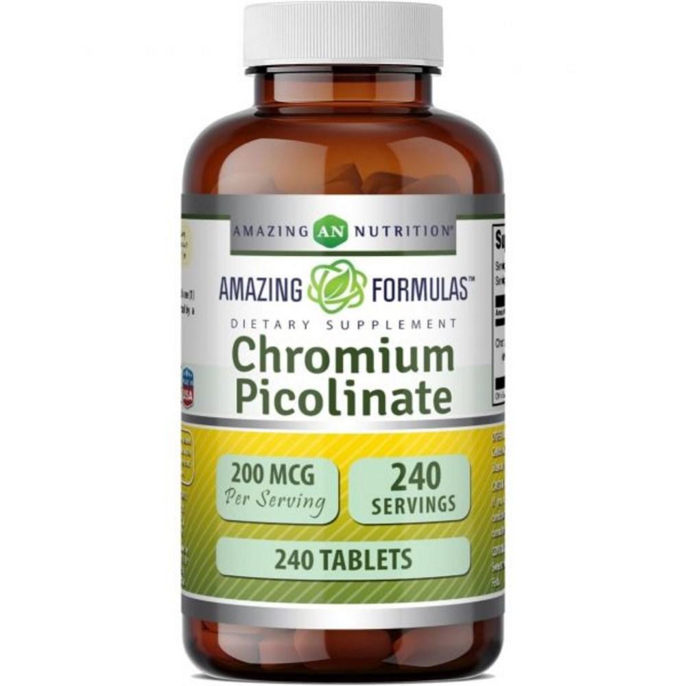 Amazing Formula Chromium Picolinate 200 Microgram Tablets Supplement Non-GMO Gluten Free Made In the USA 1 Pack 240 Tablets