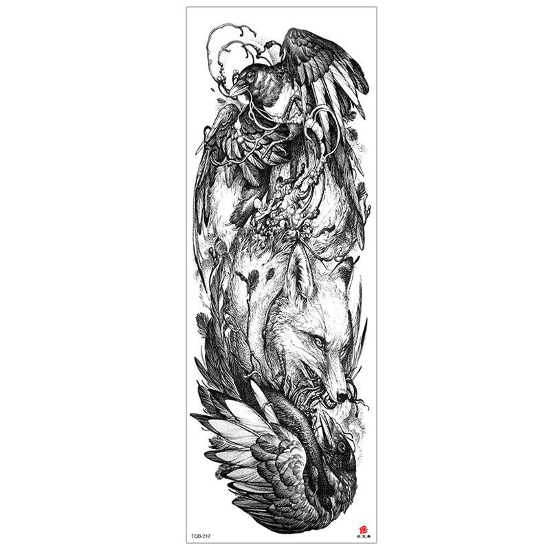 New Waterproof Full Arm Tattoo Stickers – Large Floral & Lion Design, Cross-Style, Hot Selling