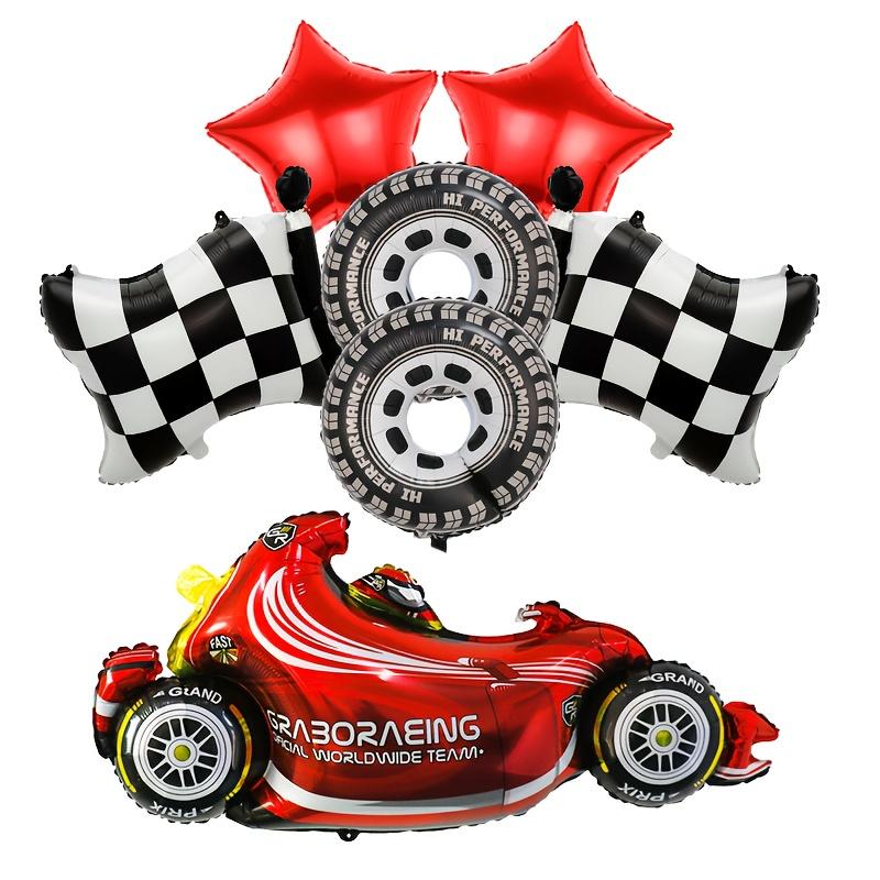 7pcs Racing Car Balloon Motorcycle Tire Wheel Balloons Black White Checkered Race Car Theme Kids Birthday Party Decorations Gift