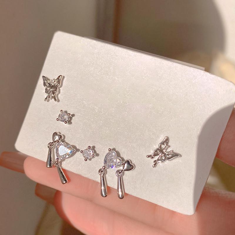 

Комплект из 6 серег Girly Butterfly & Diamond Love