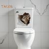 Katzen-Toilettenaufkleber mit kaputtem Loch, wasserdicht, entfernbar, selbstklebend, PVC, Wandkunst für Wohnzimmer und Badezimmer, 3D-Effekt, Simulation eines Kätzchens, Toilettensitzdeckel