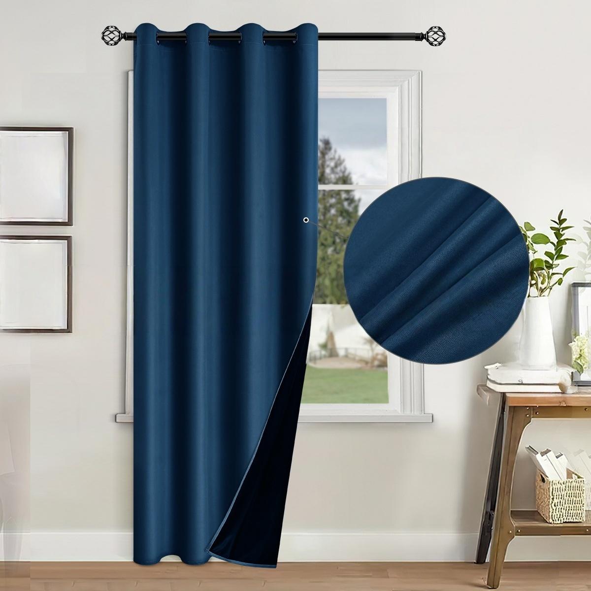 

1pc 132cmX160cm/213cm/241cm/274cm Blackout Curtains with Grommet Top , Curtains for Kitchen, Home Decor, Room Decoration 132cmX160cm темно-синий