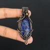 Natural Lapis Lazuli Gemstone Handmade Copper Wire Wrapped Pendant 2.8" K0I52