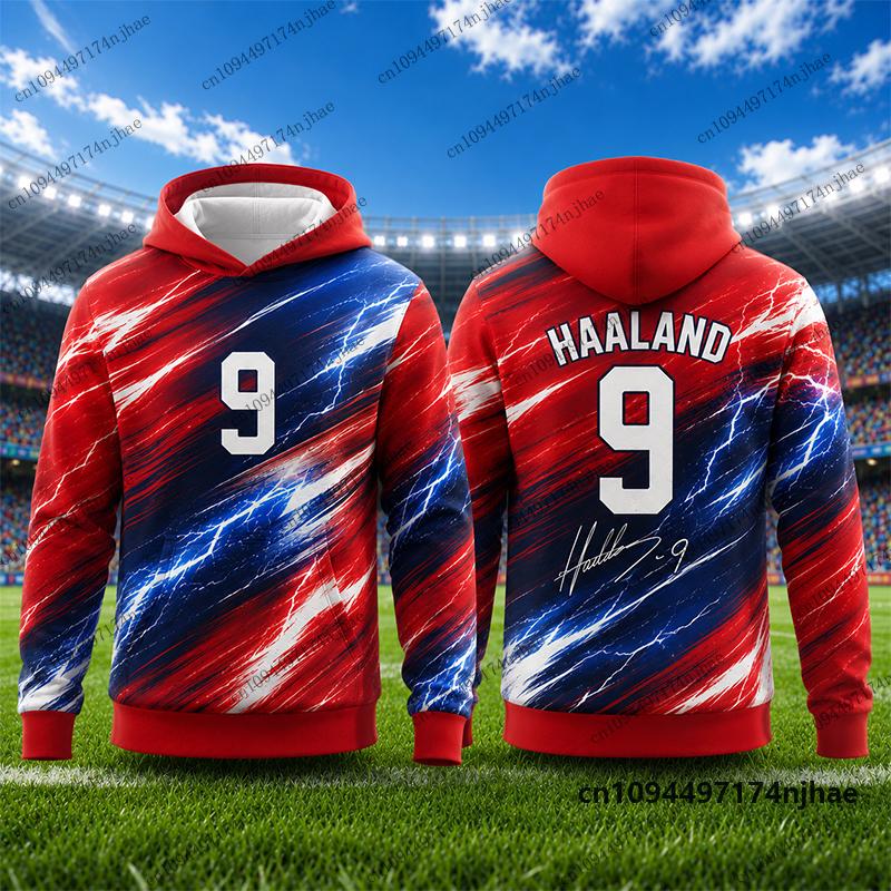New Special Haaland #9 Print Hoodies For Children Autumn Long Sleeve Sportswear Football Pullover Sports Kids/Adult Tops
