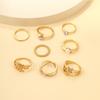8pcs/set Gold Star Leaf Pearl Rings Personalized Fashionable Rings Set Alloy Rings Women Jewelry Accessories