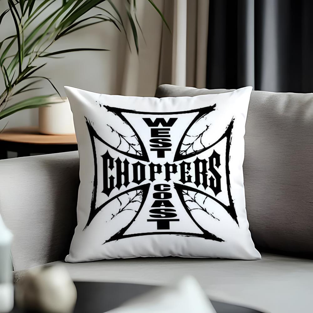 Fashion WWwest Coast Choppersing Cushion Cover Antidustmite Pillowcase Invisible Zipper Silky Short Plush Sofa Cushion Cover